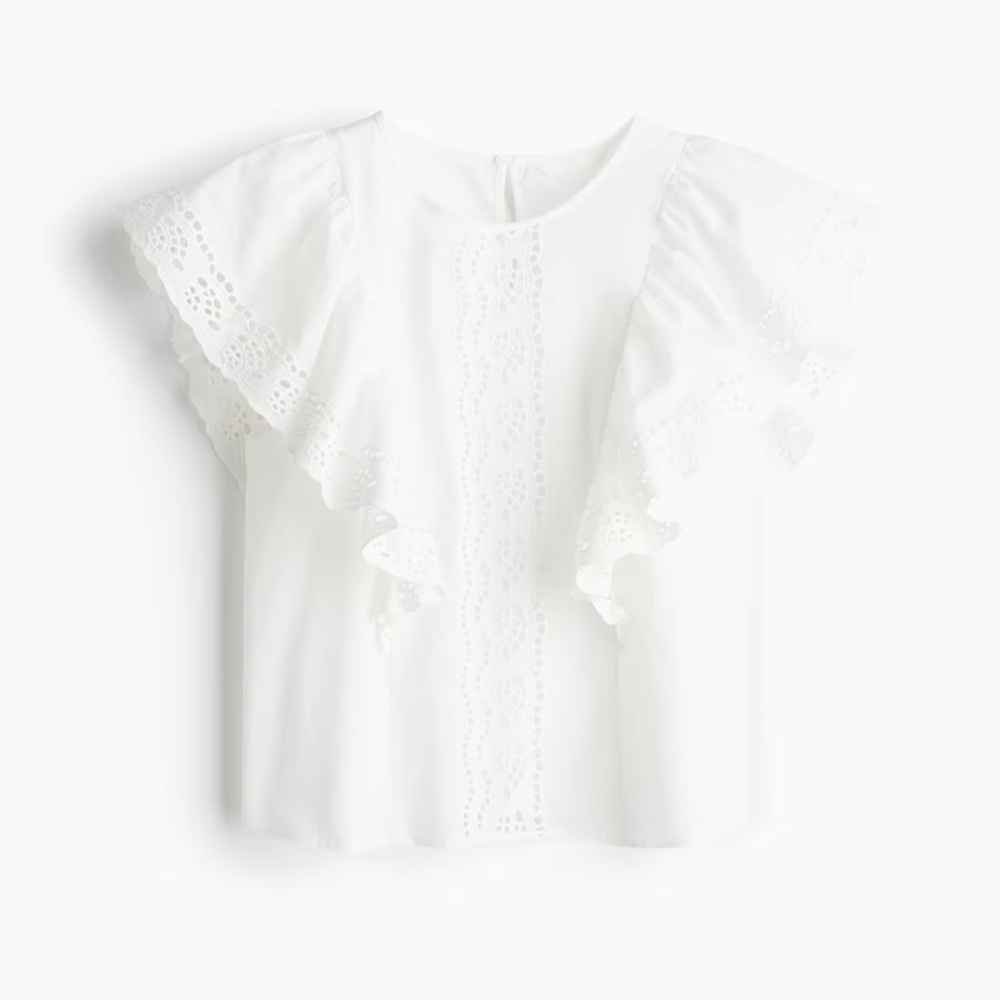 H&M Flutter Sleeve Eyelet Top